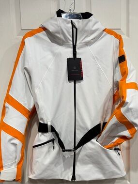 Bogner Women's Size 12 XL Moia Ski Jacket White Orange Black NWT Snowboard